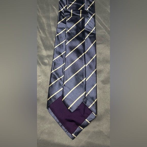 Men’s Ralph Lauren Purple Label White Striped Silk Italy Designer Tie - Picture 5 of 6